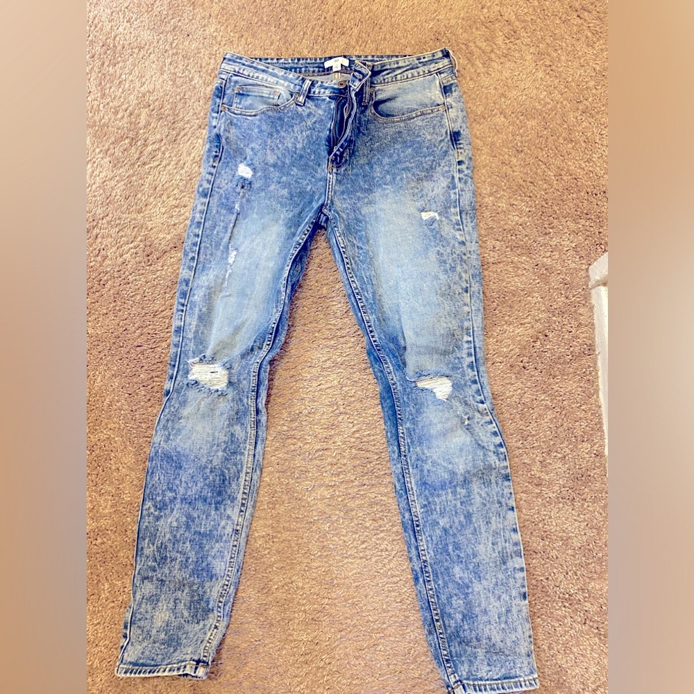 BP (BE RESPONSIBLE) MEN’s DISTRESSED STRAIGHT LEG DENIM BLUE JEANS Size 34